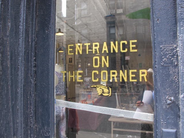 entrance on corner