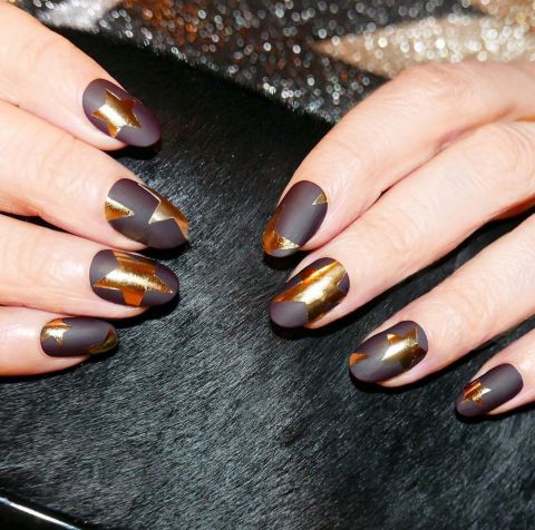 matte-brown-and-gold-nails